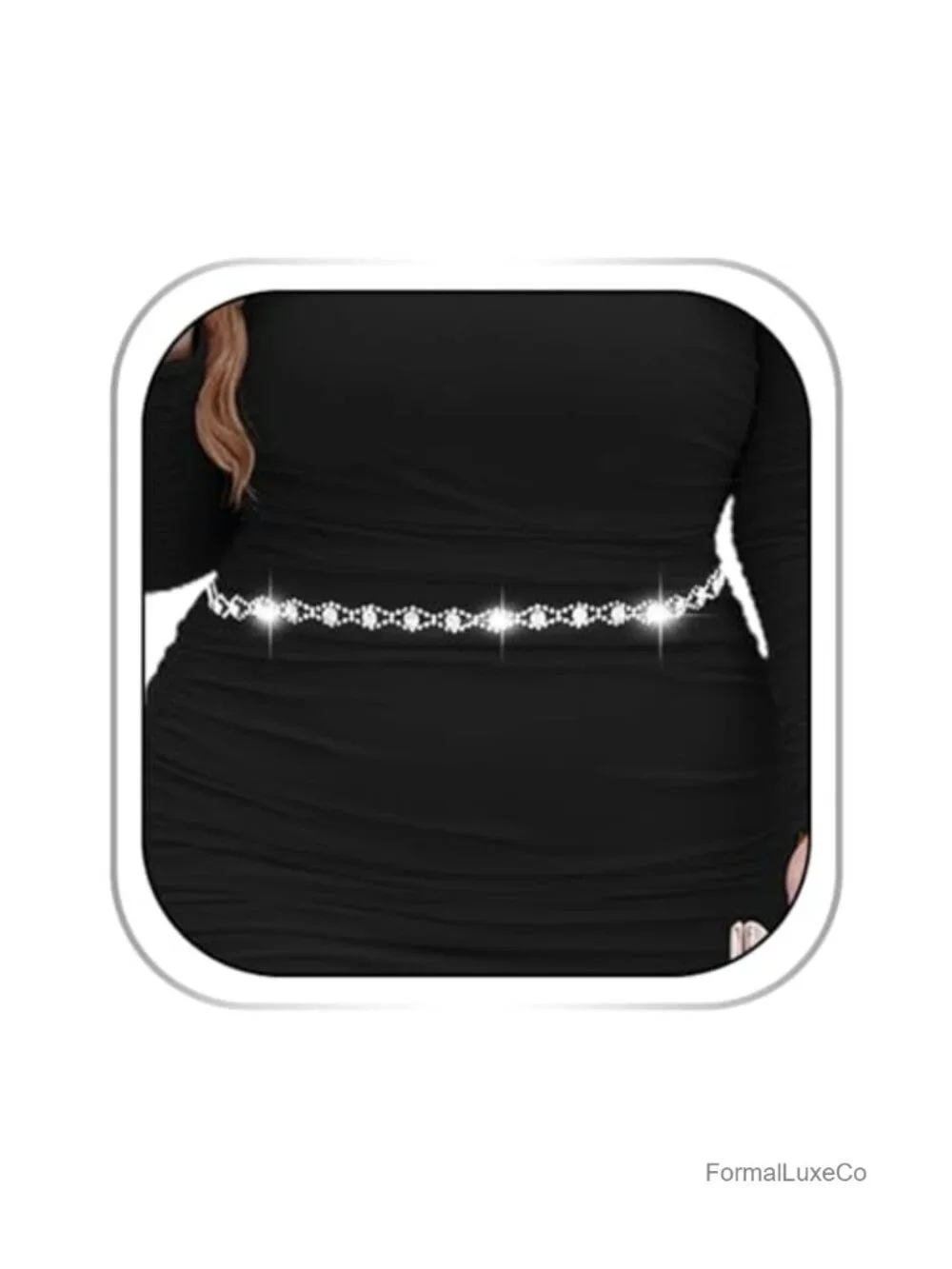 Rhinestone Waist Chain Silver Crystal Waistband Belt Women Hook Buckle